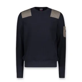 Paul & Shark - Crew Neck ECONYL Nylon Trim Jumper in Navy