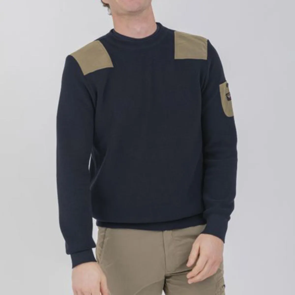 Paul & Shark - Crew Neck ECONYL Nylon Trim Jumper in Navy