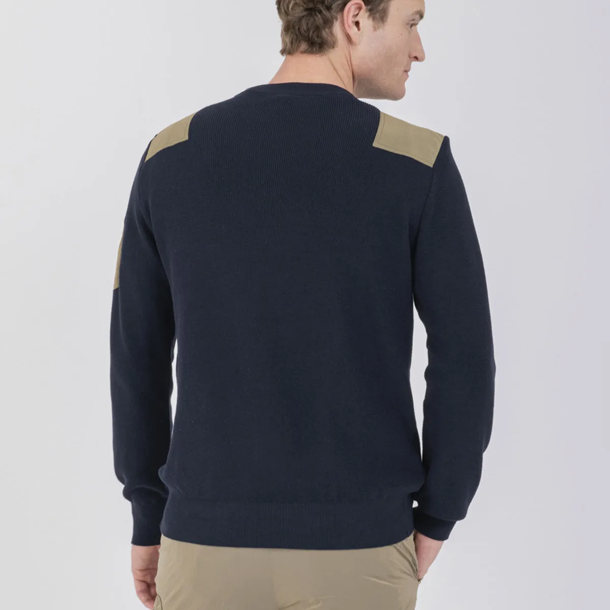 Paul & Shark - Crew Neck ECONYL Nylon Trim Jumper in Navy