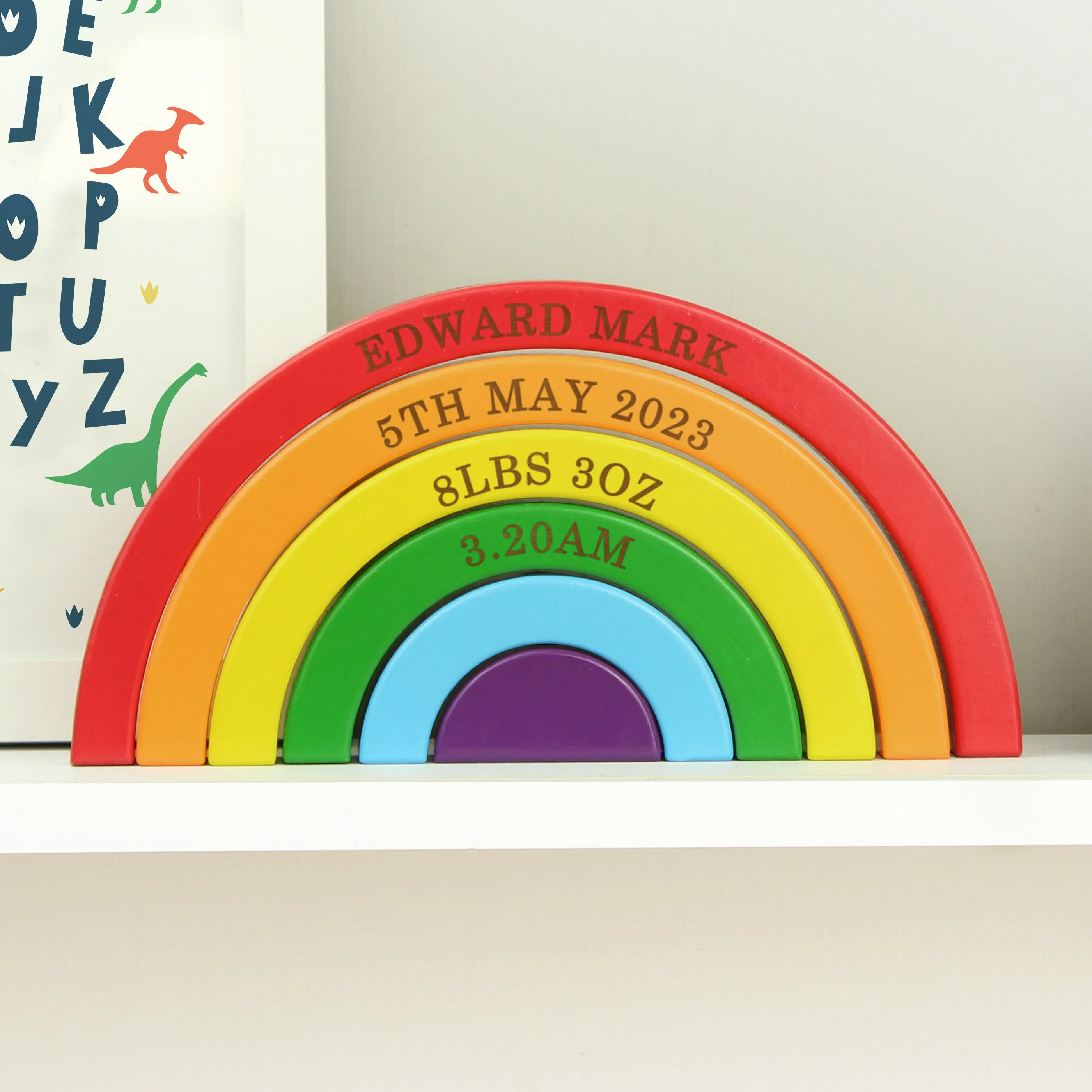 Personalised Wooden Rainbow Stacker