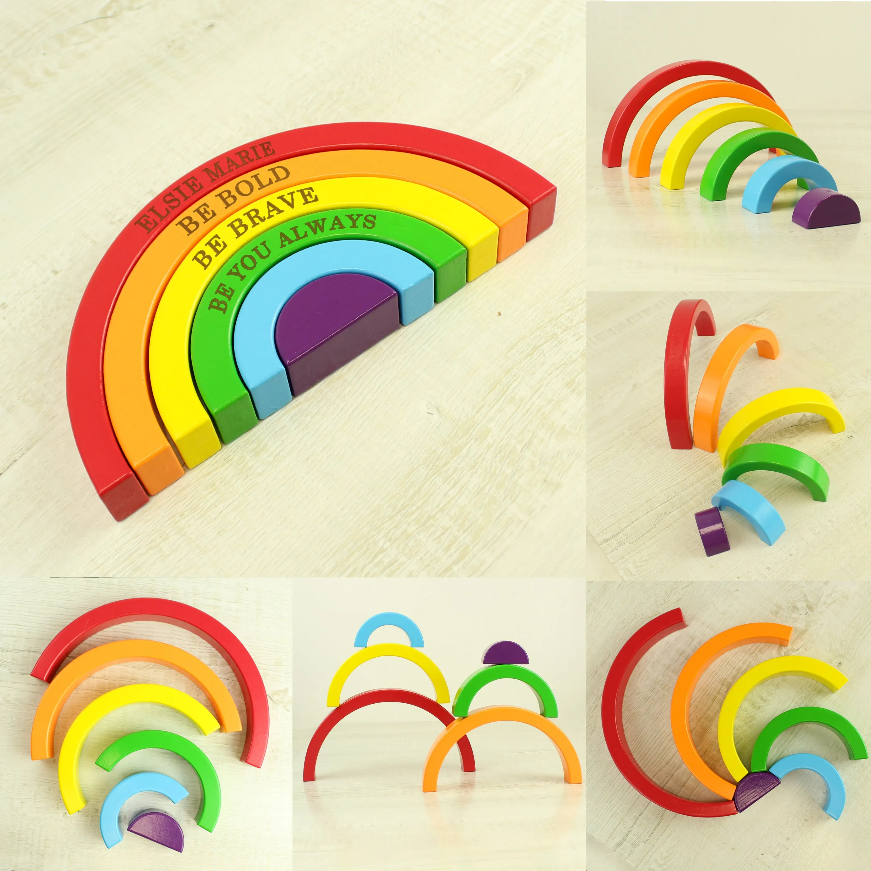 Personalised Wooden Rainbow Stacker