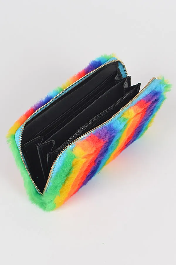 Rainbow Colored Fur Wallet