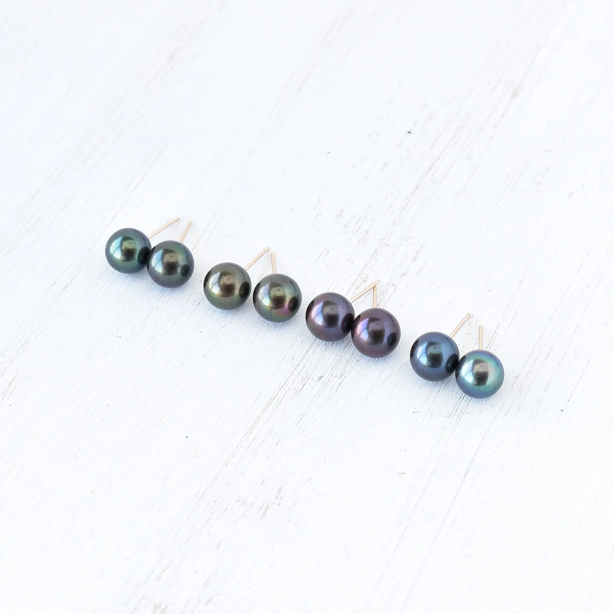 Rainbow Pearl Stud Earrings