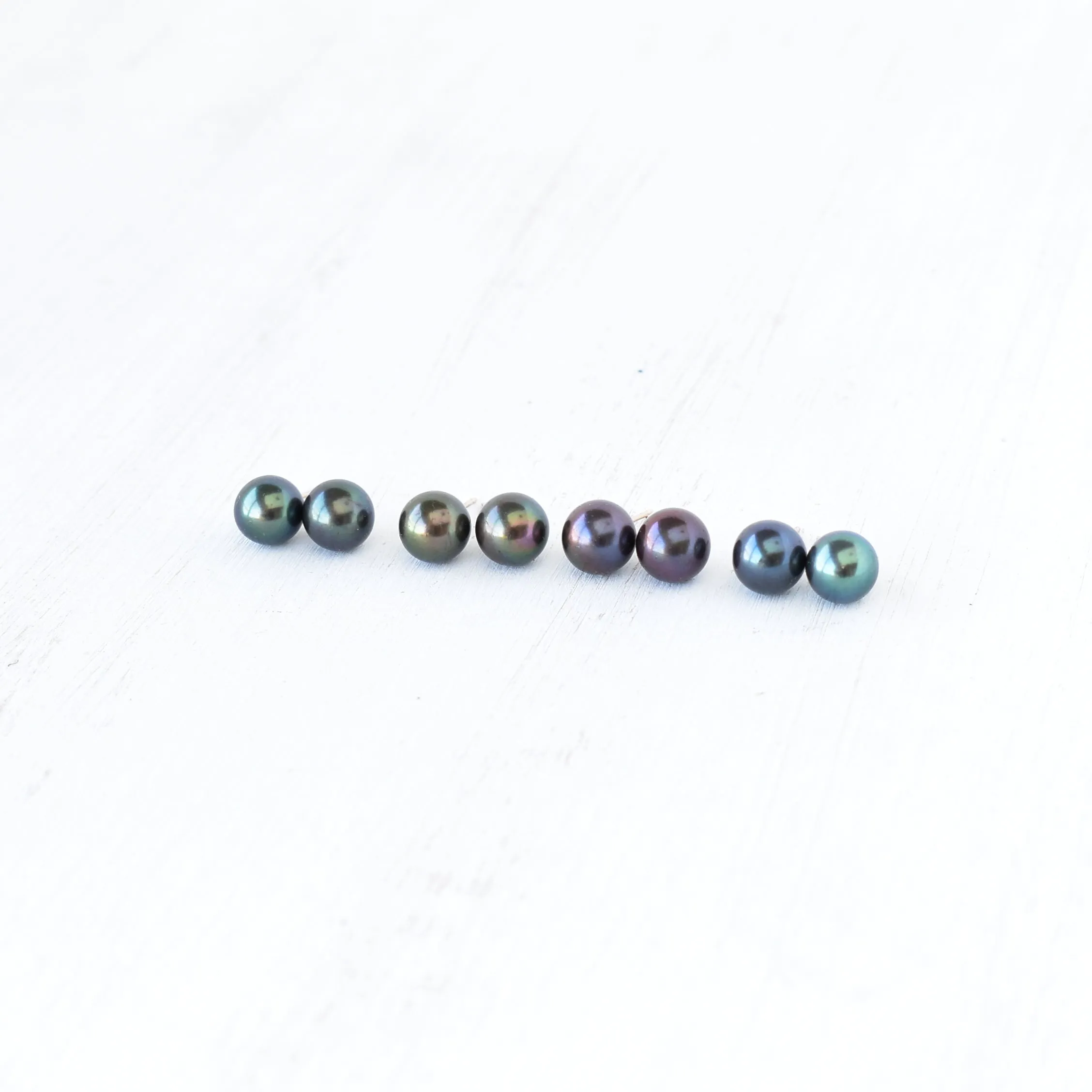 Rainbow Pearl Stud Earrings