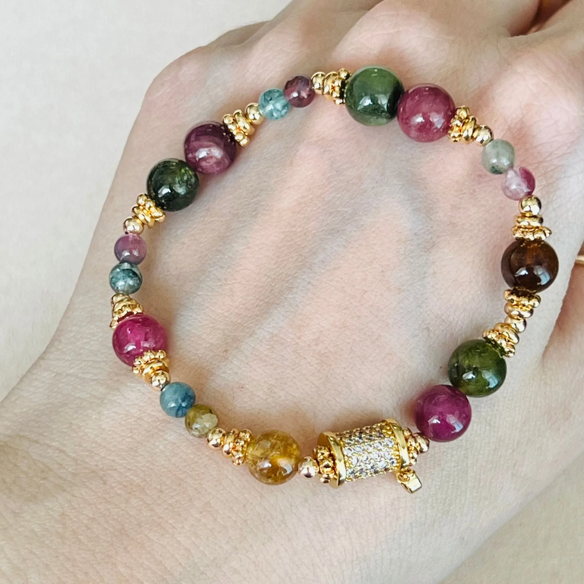 Rainbow tourmaline bracelet: Discover the vibrant beauty of this stunning accessory.