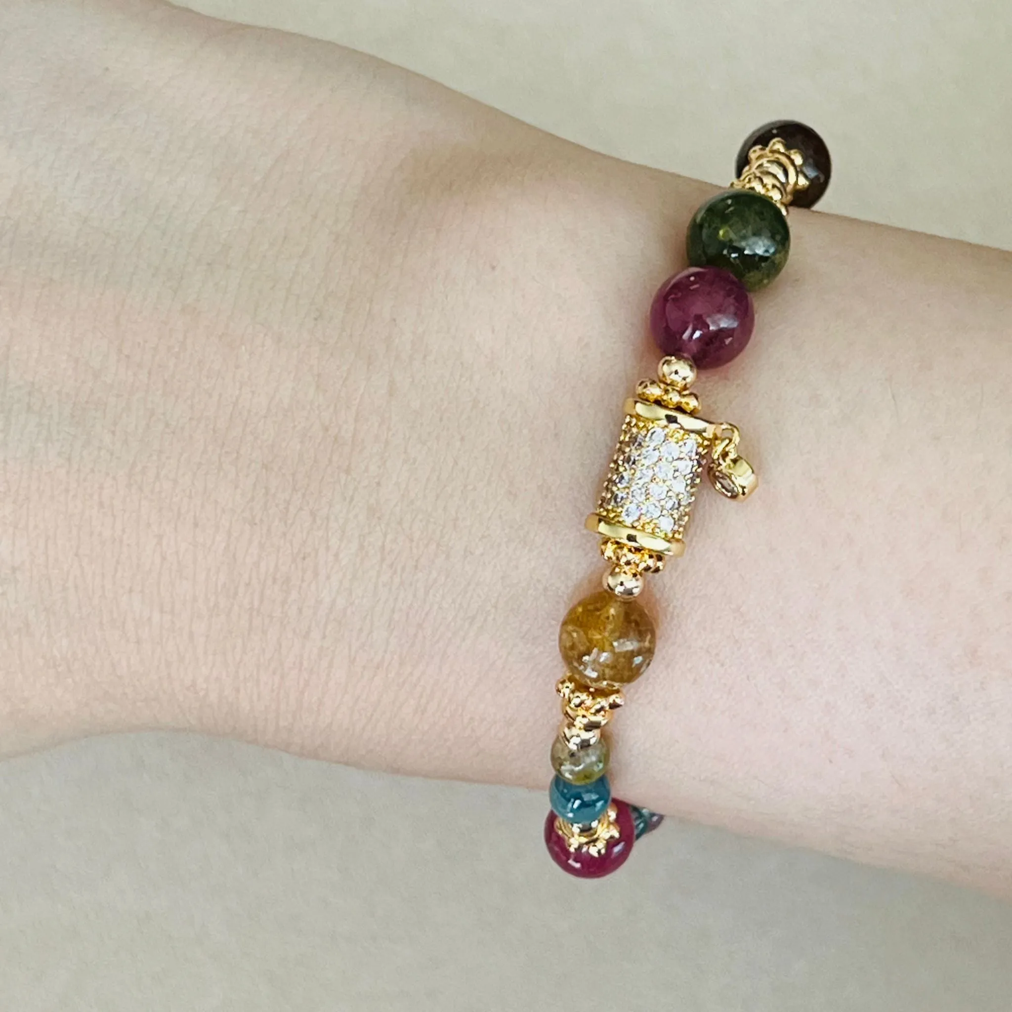 Rainbow tourmaline bracelet: Discover the vibrant beauty of this stunning accessory.