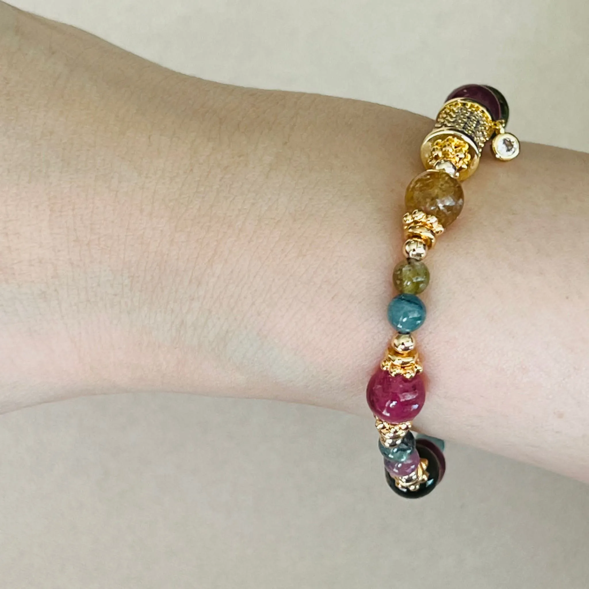 Rainbow tourmaline bracelet: Discover the vibrant beauty of this stunning accessory.