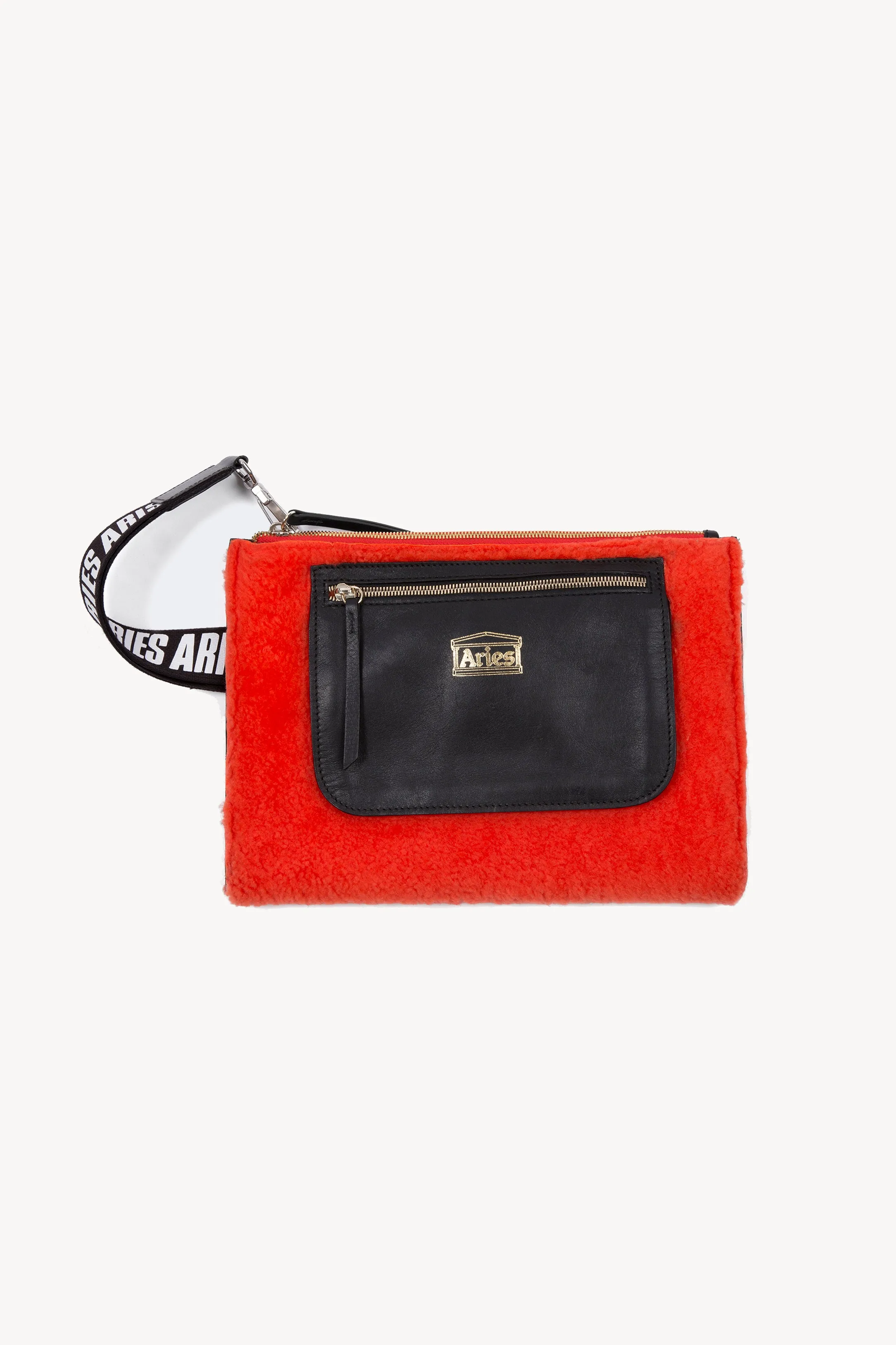 Sheepskin Oversized Pouch - Logo Strap