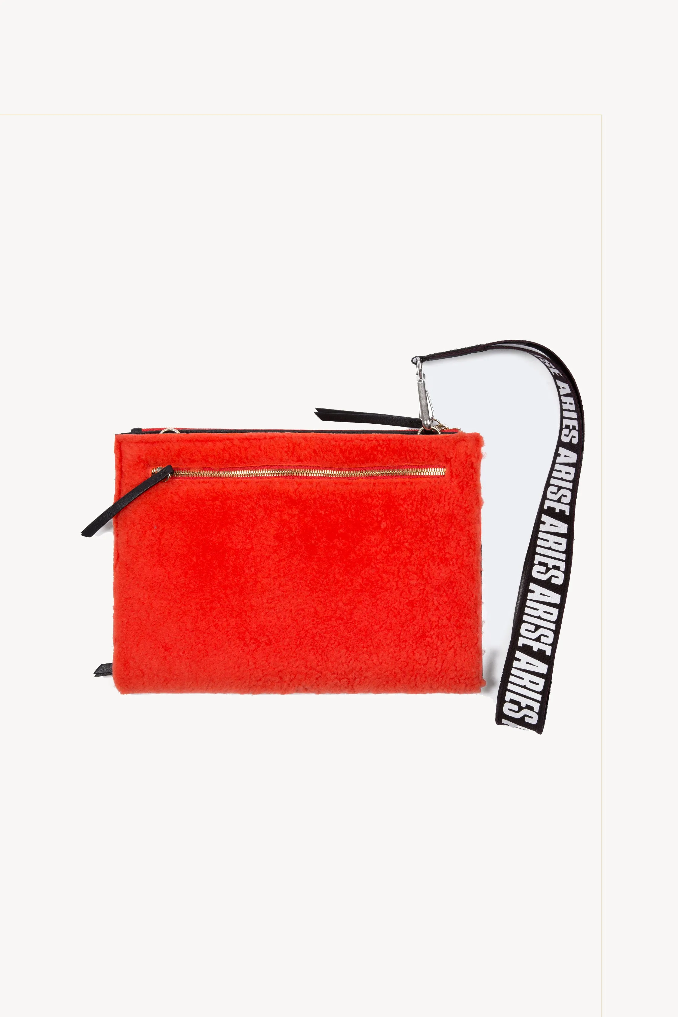 Sheepskin Oversized Pouch - Logo Strap