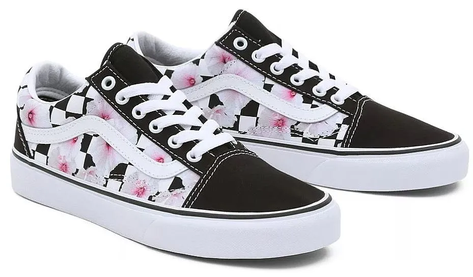 shoes Vans Old Skool - Hibiscus Checkerboard Black - women´s