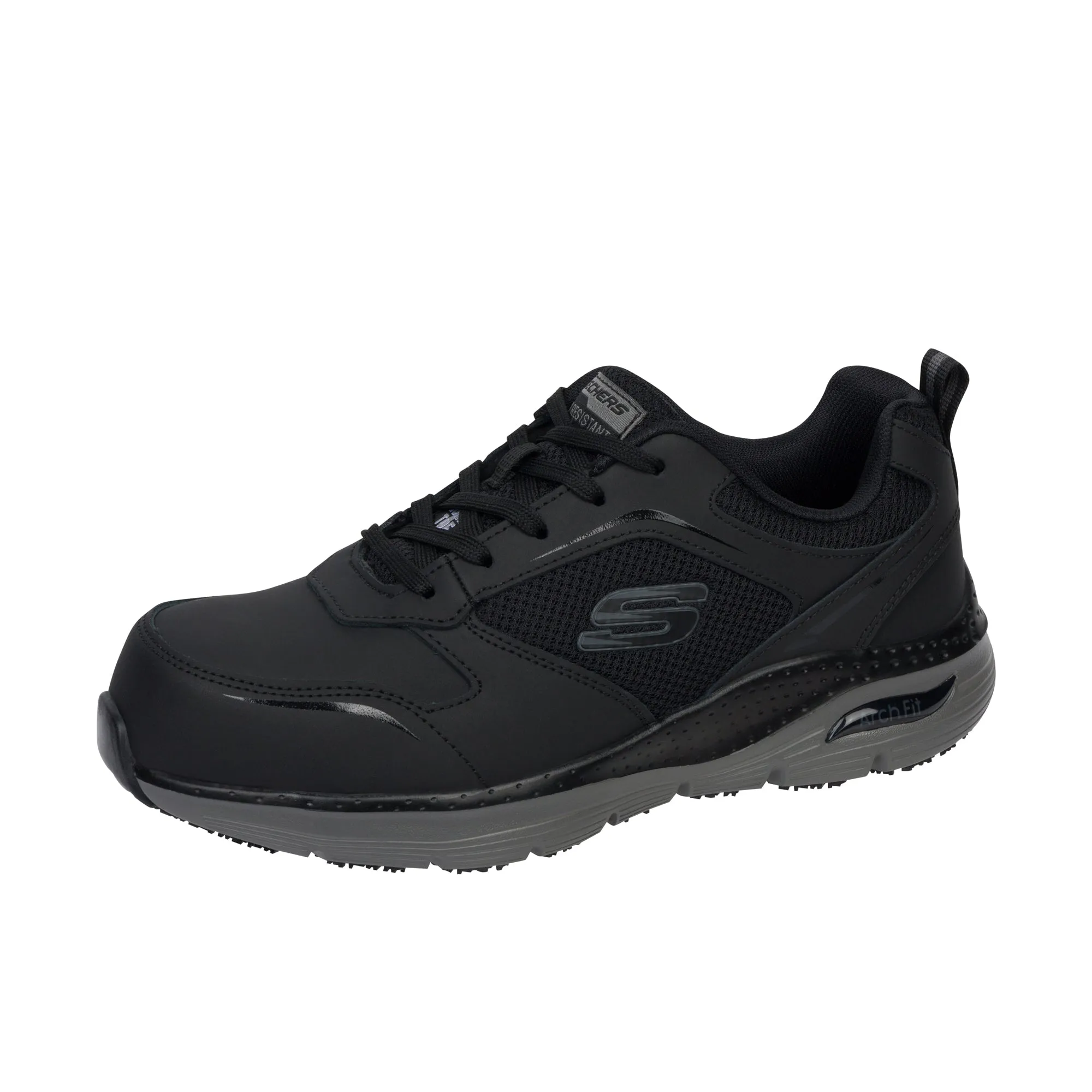 Skechers Arch Fit Angis Composite Toe Black/Charcoal - Durable and Stylish Safety Shoes