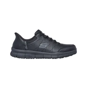 SKECHERS NAMPA BUNGEE SLIP RESISTANT ATHLETIC HANDS FREE SLIP IN BLACK - MENS