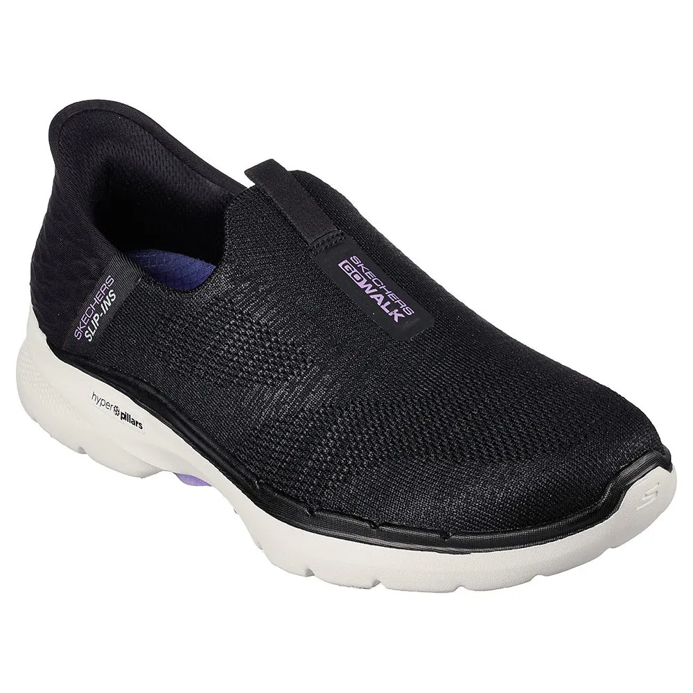 Skechers Slip-Ins Go Walk 6 Shoes - Black and White - Women's - Style 124569