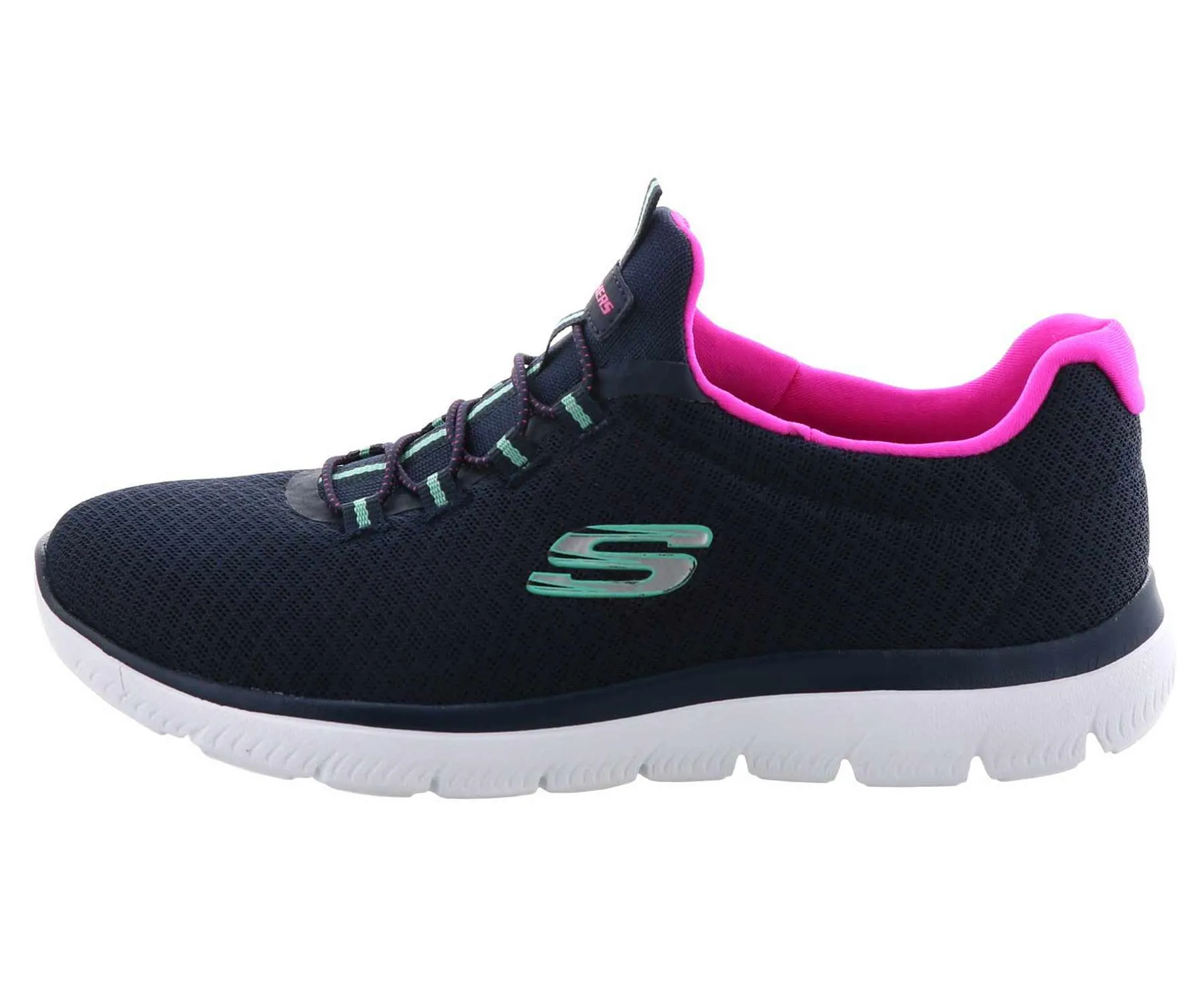 Skechers Women’s Summits Bungee Slip On  Wide Fit Shoes – Navy