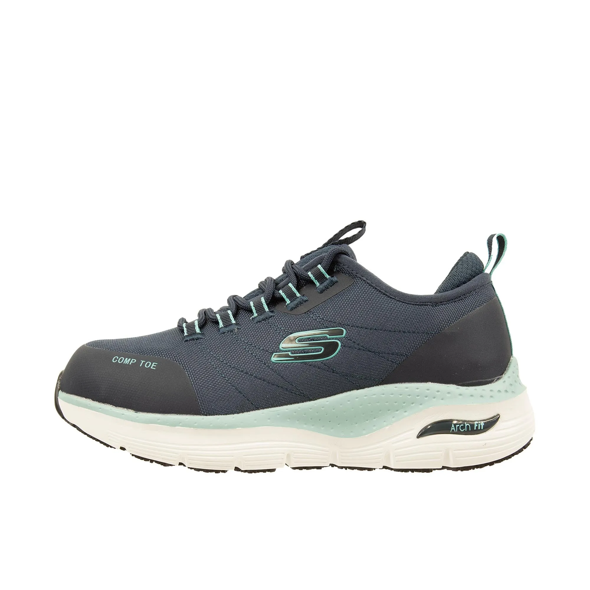 Skechers Women's Arch Fit Work Shoes - Ebinal Composite Toe in Navy/Aqua