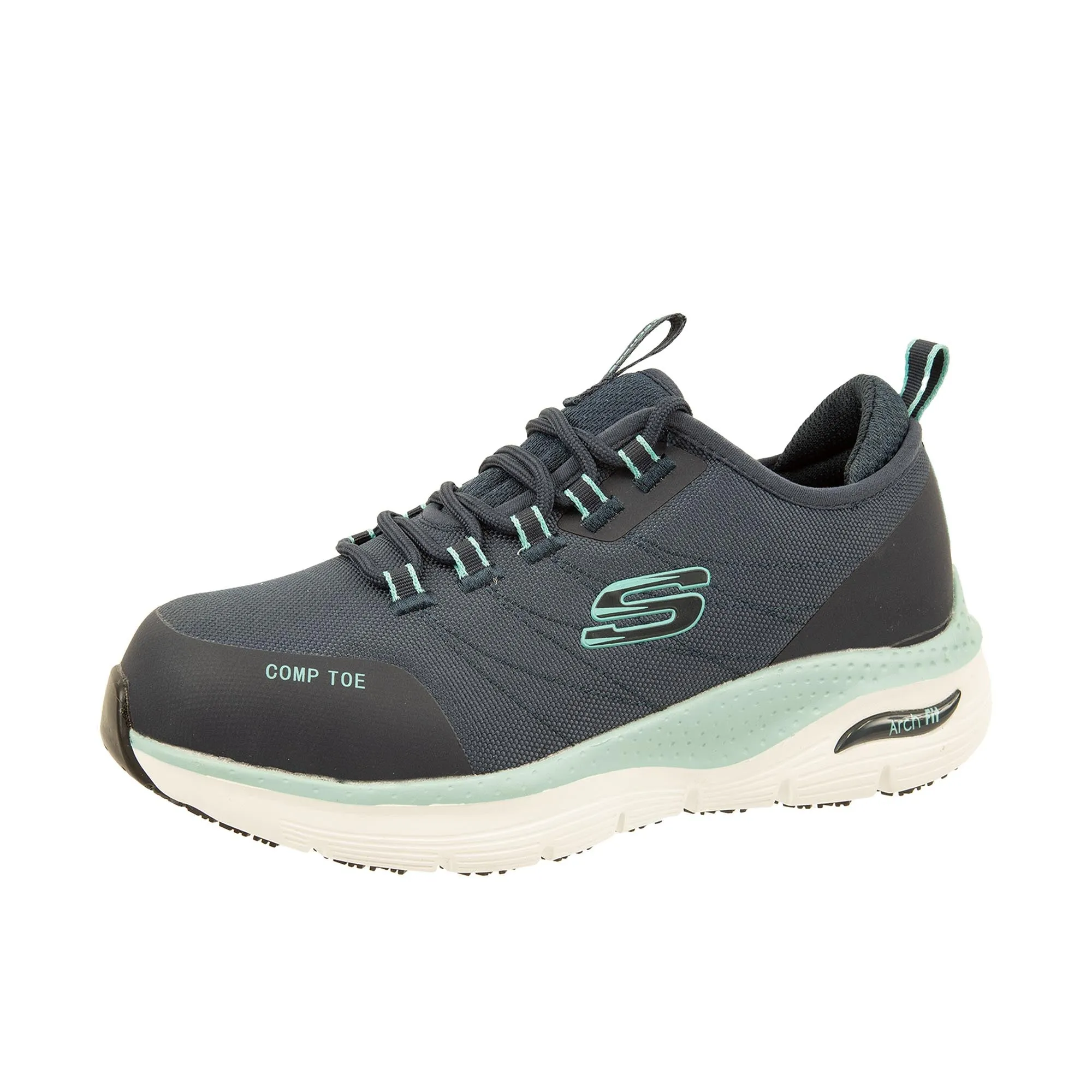 Skechers Women's Arch Fit Work Shoes - Ebinal Composite Toe in Navy/Aqua