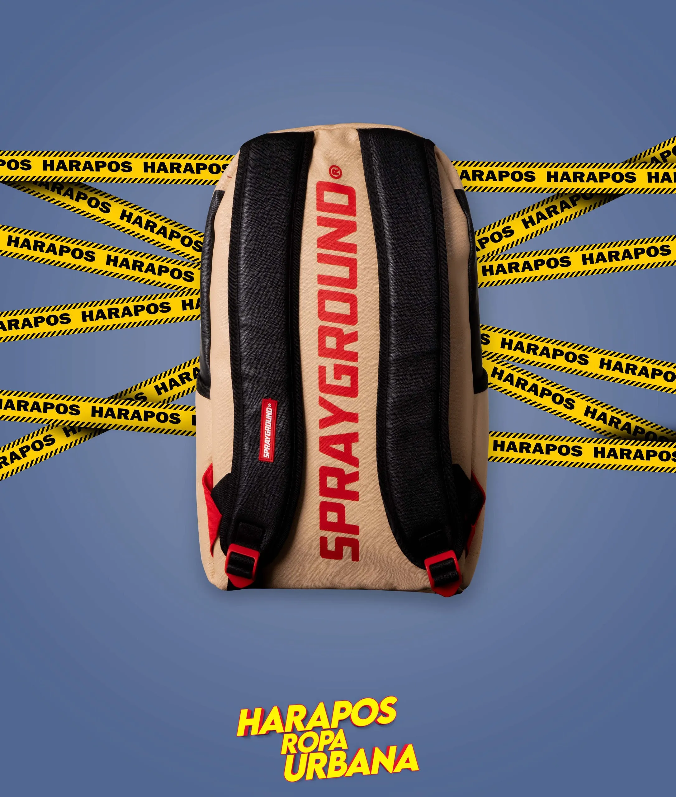 Sprayground Mochila de cuero café liso con detalles en negro