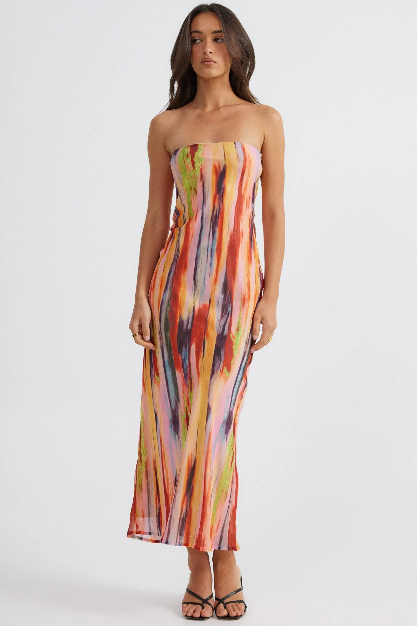 St Barts Strapless Maxi Dress with Print