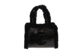 Telfar Ugg Black Leather Small Shopping Tote - Crinkled Finish.