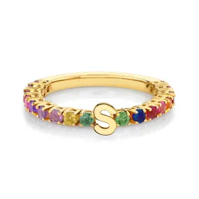 Tennis Ring - Rainbow / 14k Yellow Gold