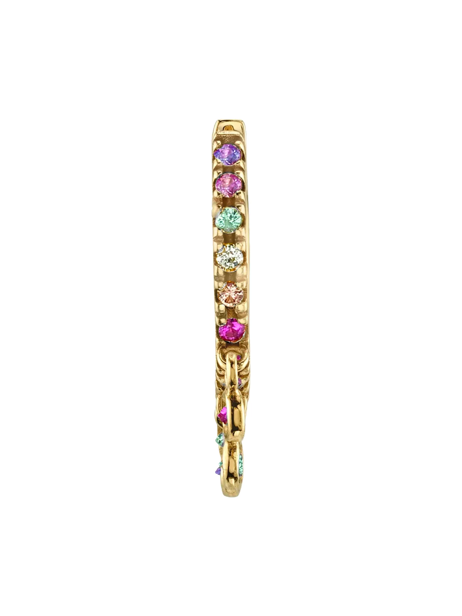 The Chandelier Huggie -Rainbow / 14k Yellow Gold