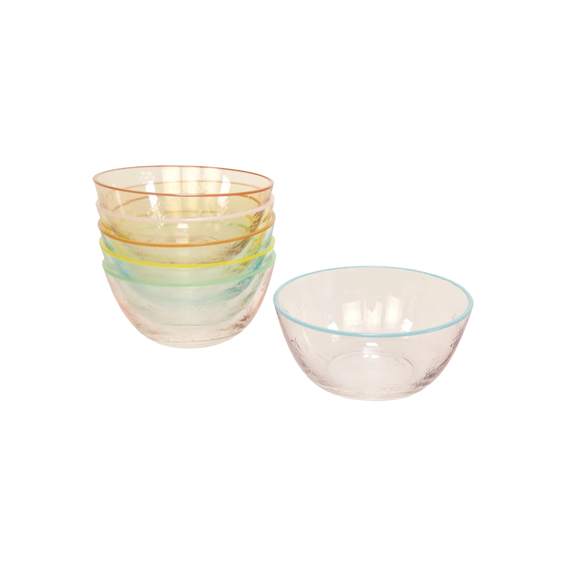 The Etched Cereal Bowl, Set of 6 - Rainbow Candy / Glass