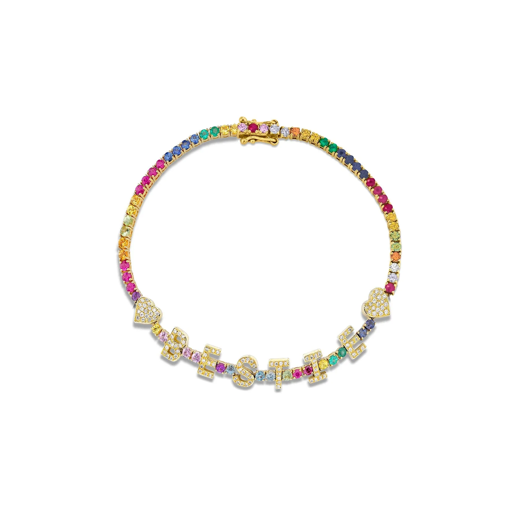 The Perfect Personalized Tennis Bracelet - Rainbow / 14k Yellow Gold