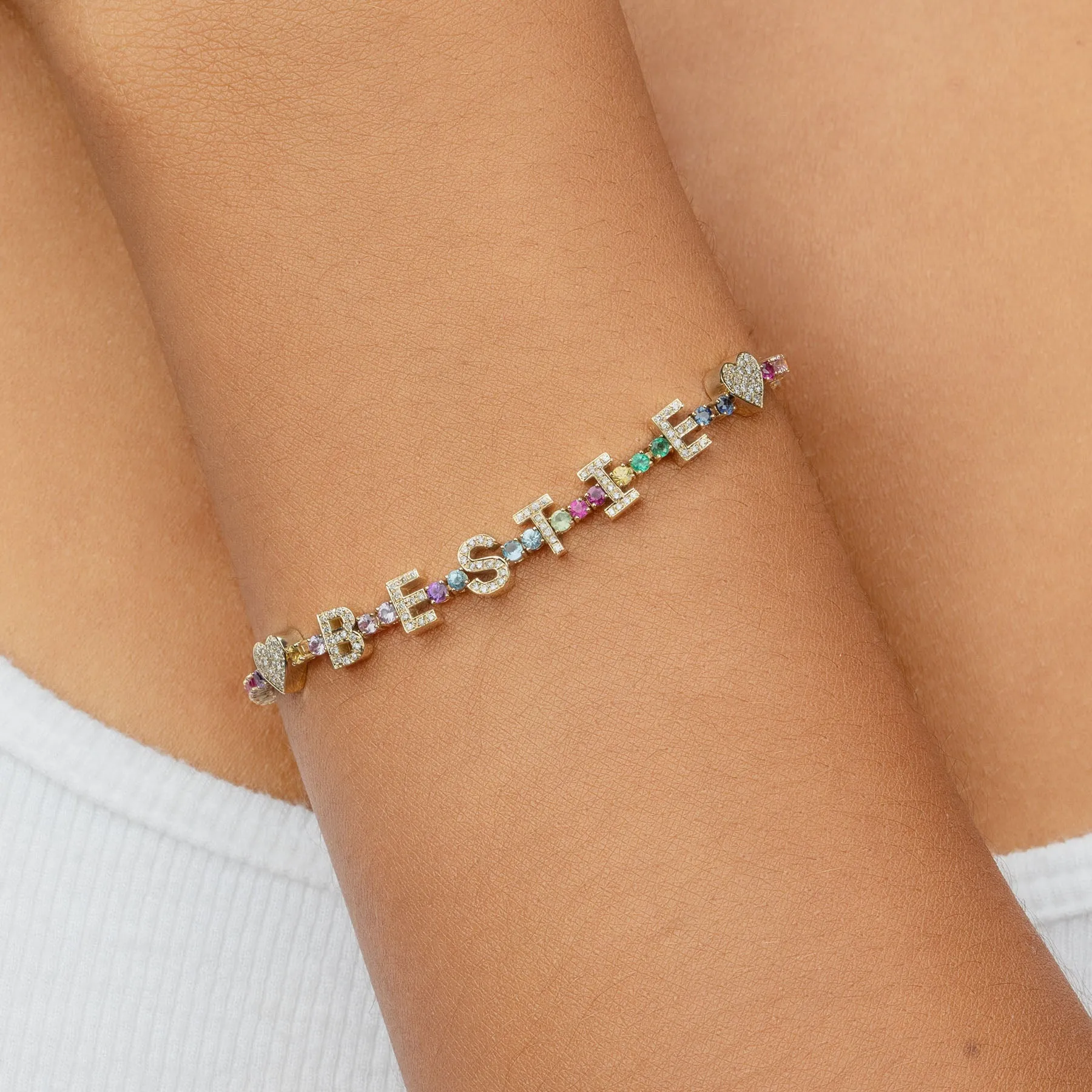 The Perfect Personalized Tennis Bracelet - Rainbow / 14k Yellow Gold