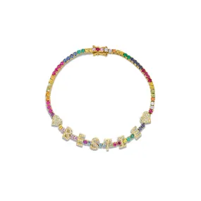 The Perfect Personalized Tennis Bracelet - Rainbow / 14k Yellow Gold