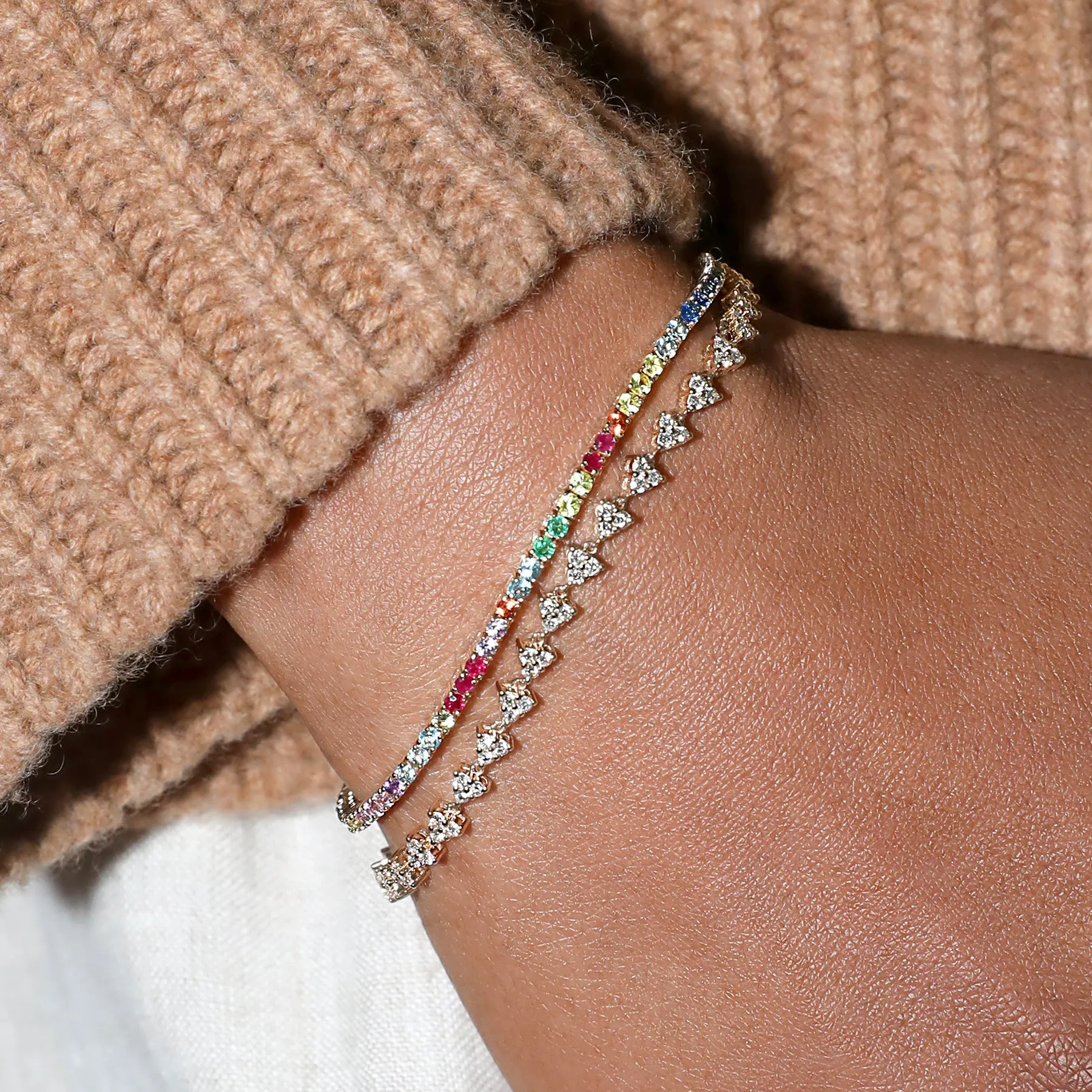 The Perfect Personalized Tennis Bracelet - Rainbow / 14k Yellow Gold