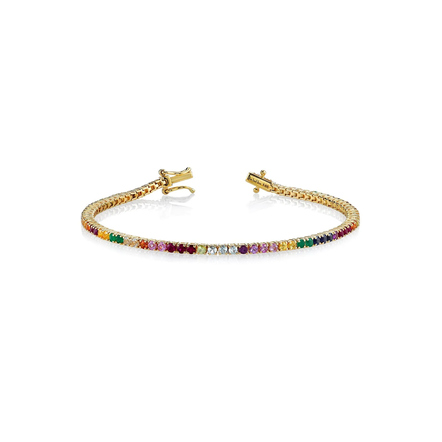 The Perfect Personalized Tennis Bracelet - Rainbow / 14k Yellow Gold