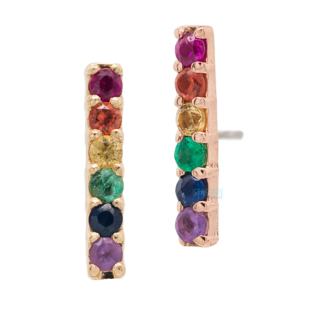 threadless: Rail Pin in Gold with Rainbow Gems