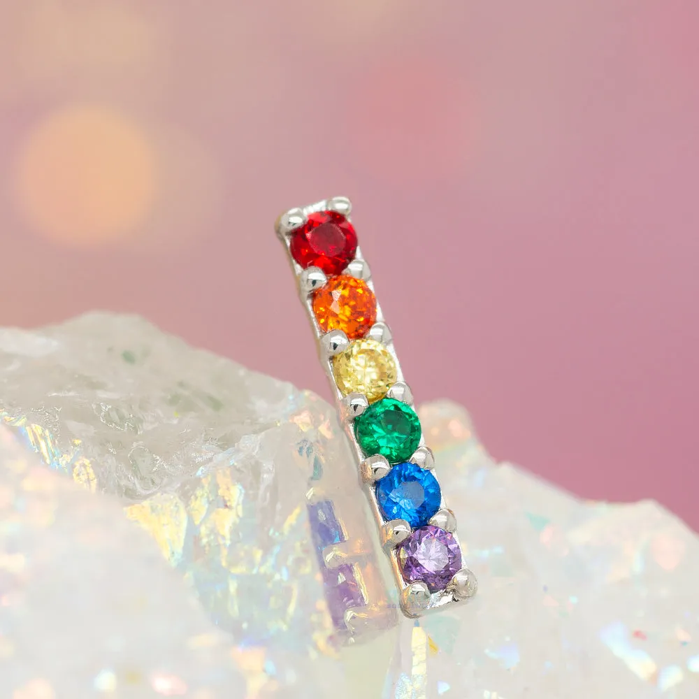 threadless: Rail Pin in Gold with Rainbow Gems