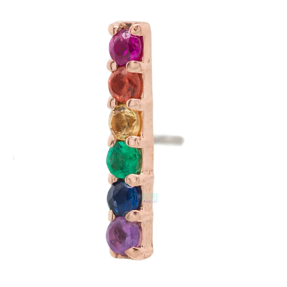 threadless: Rail Pin in Gold with Rainbow Gems