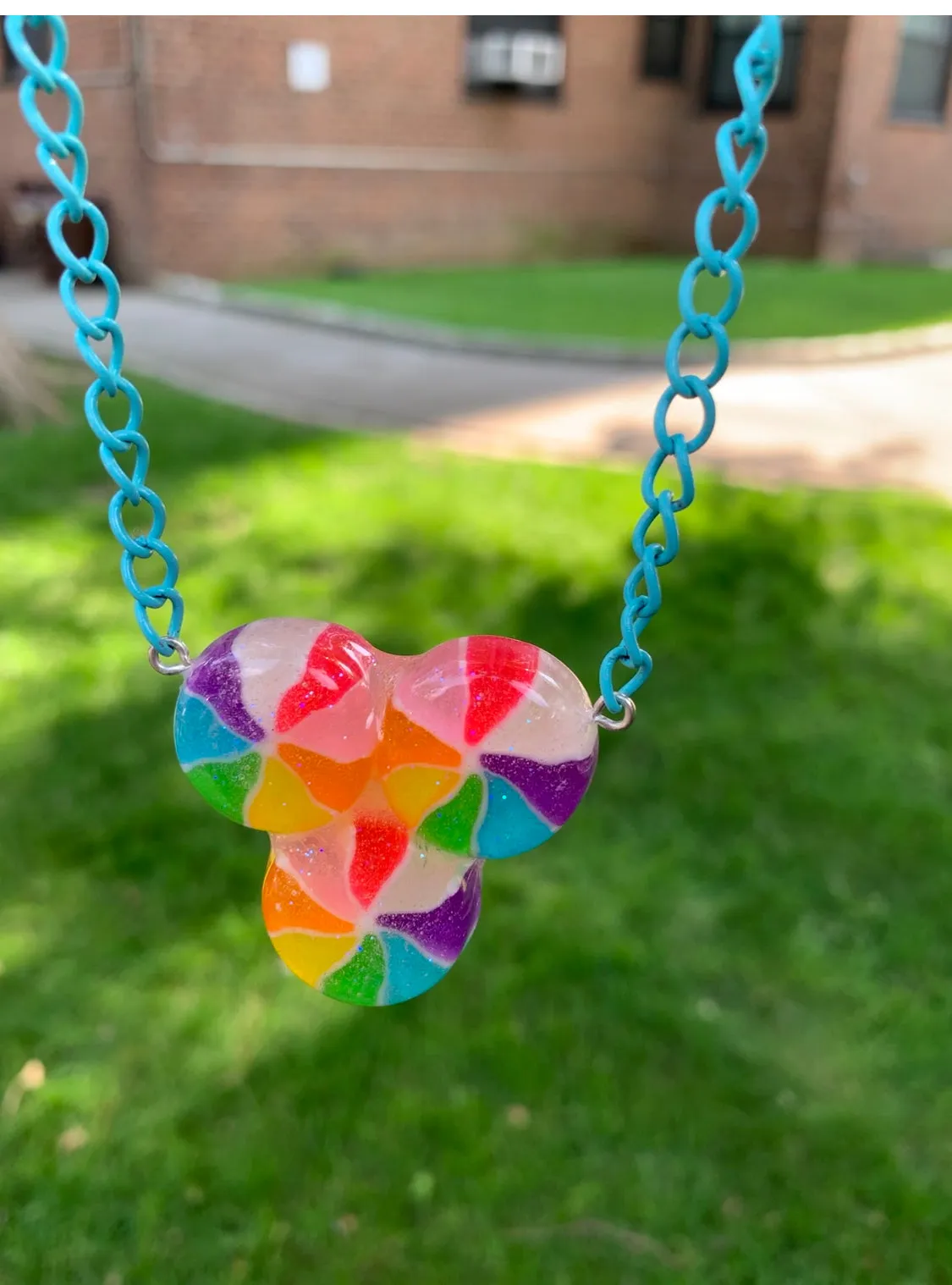 Triple Cluster Rainbow Pinwheel Necklace