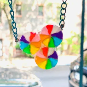 Triple Cluster Rainbow Pinwheel Necklace