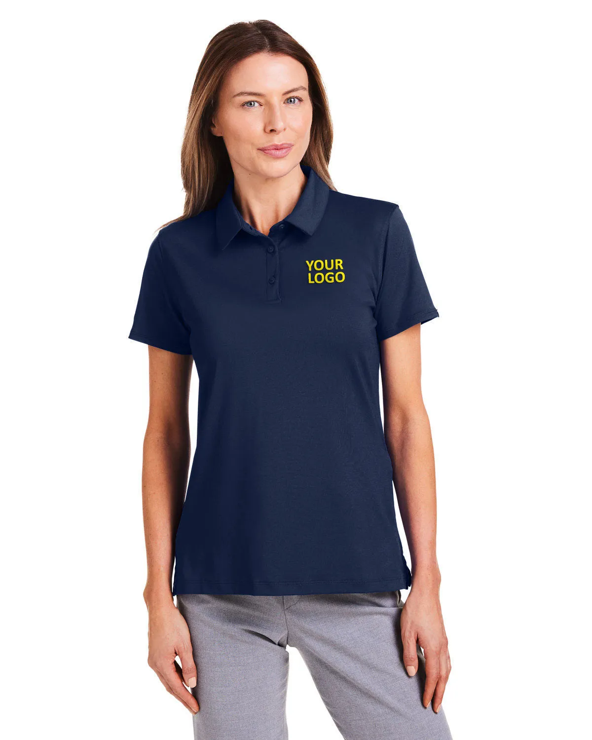 Under Armour Ladies Custom Recycled Polos, Medium Navy