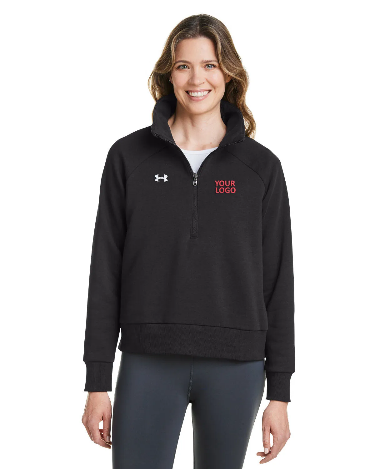 Under Armour Ladies' Rival Fleece Custom Quarter-Zips, Black