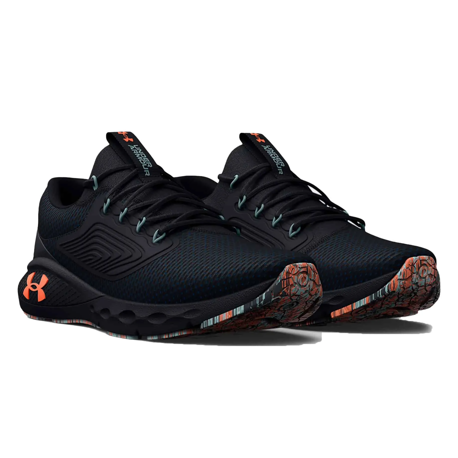 Under Armour Men’s UA Charged Vantage 2 Marble Running Shoes – Black / Panic Orange