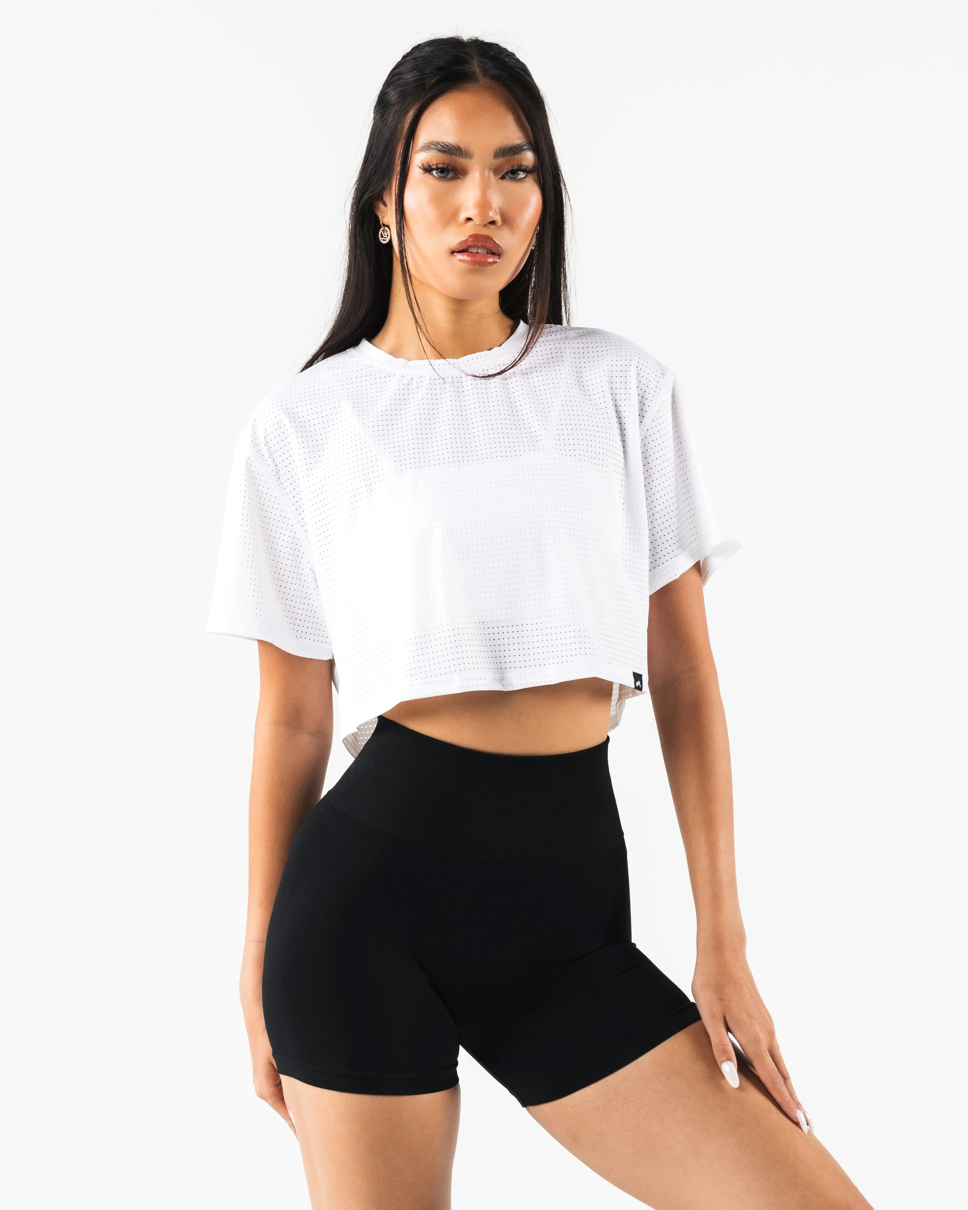 white crop mesh t-shirt - Margo.