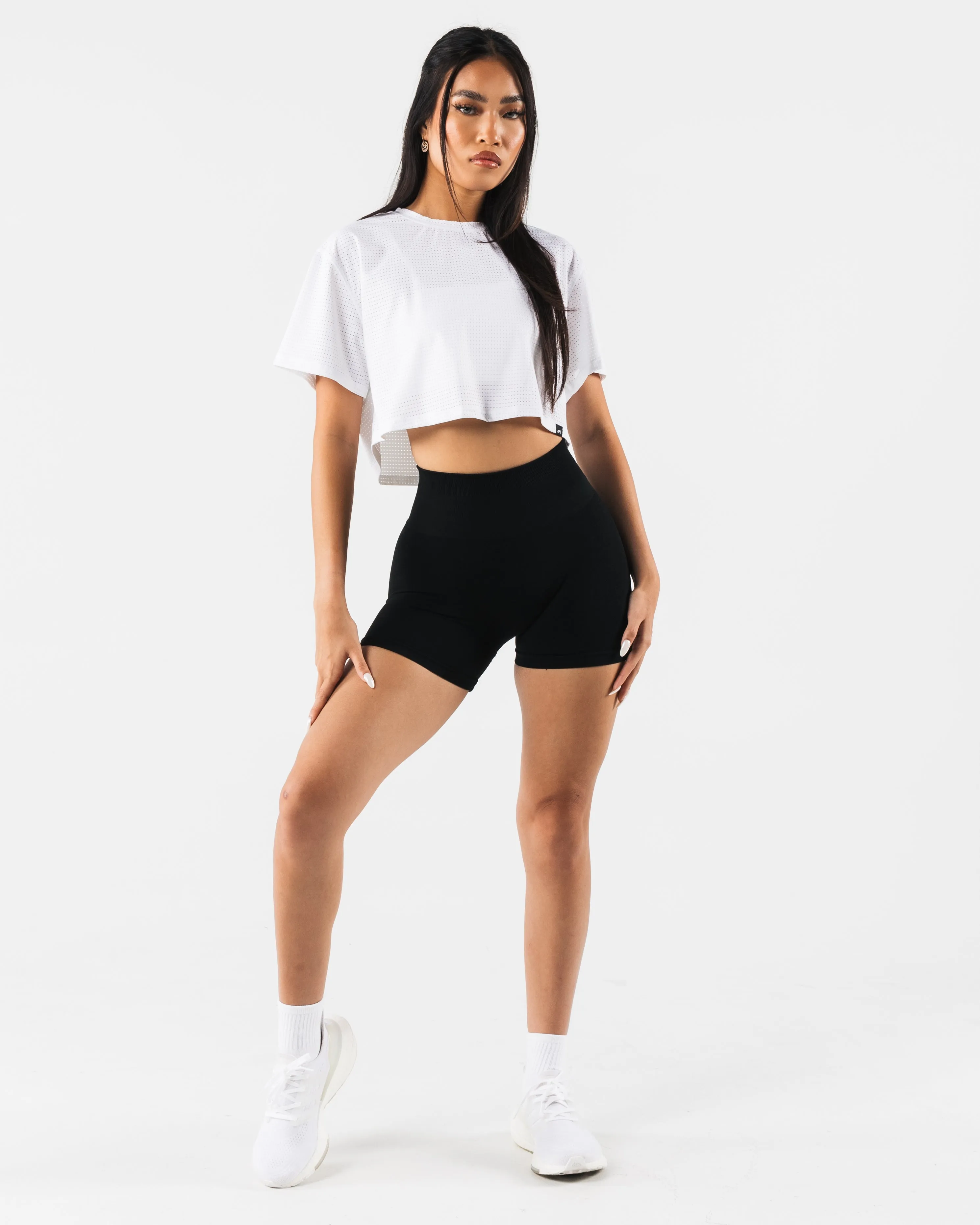 white crop mesh t-shirt - Margo.