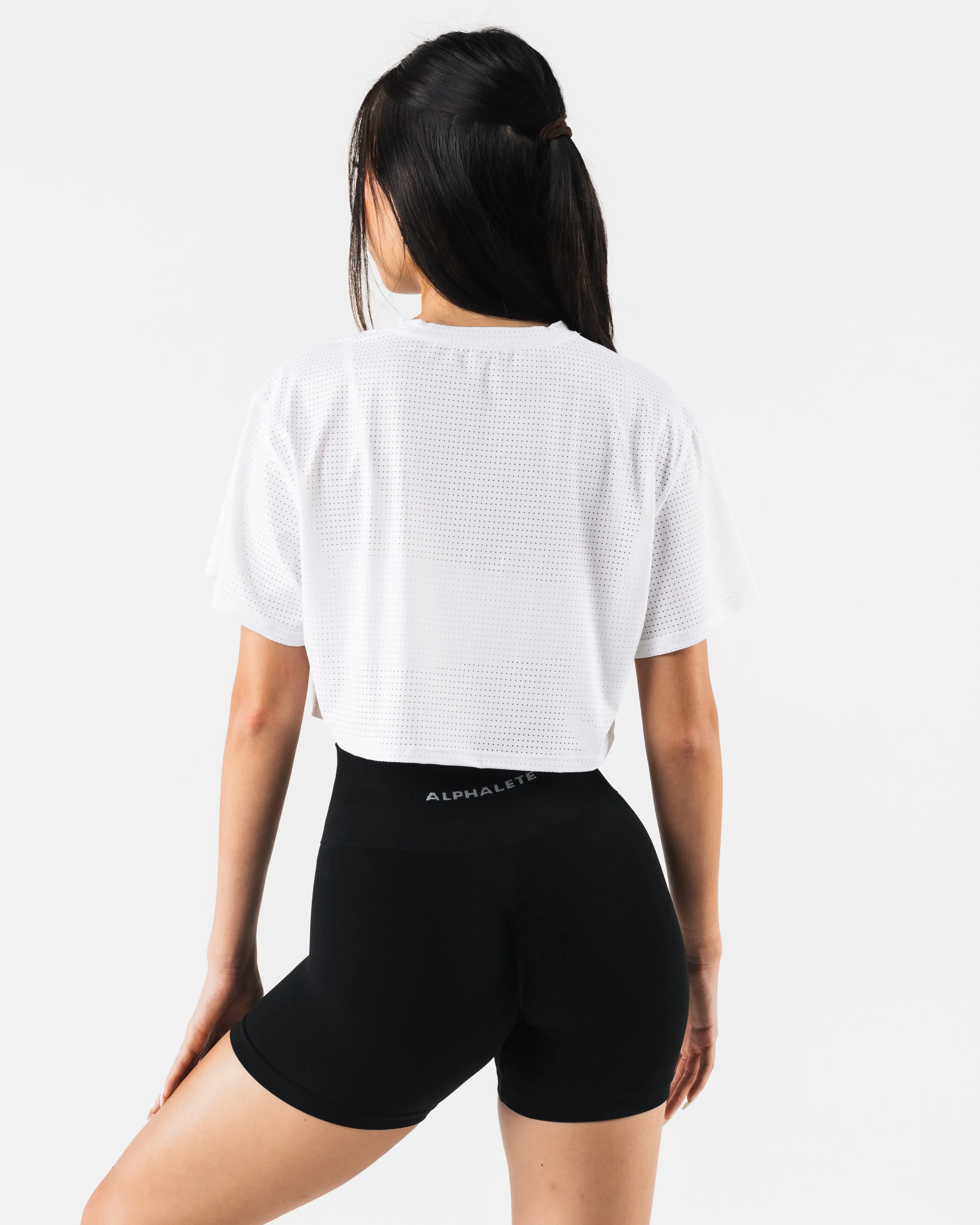 white crop mesh t-shirt - Margo.