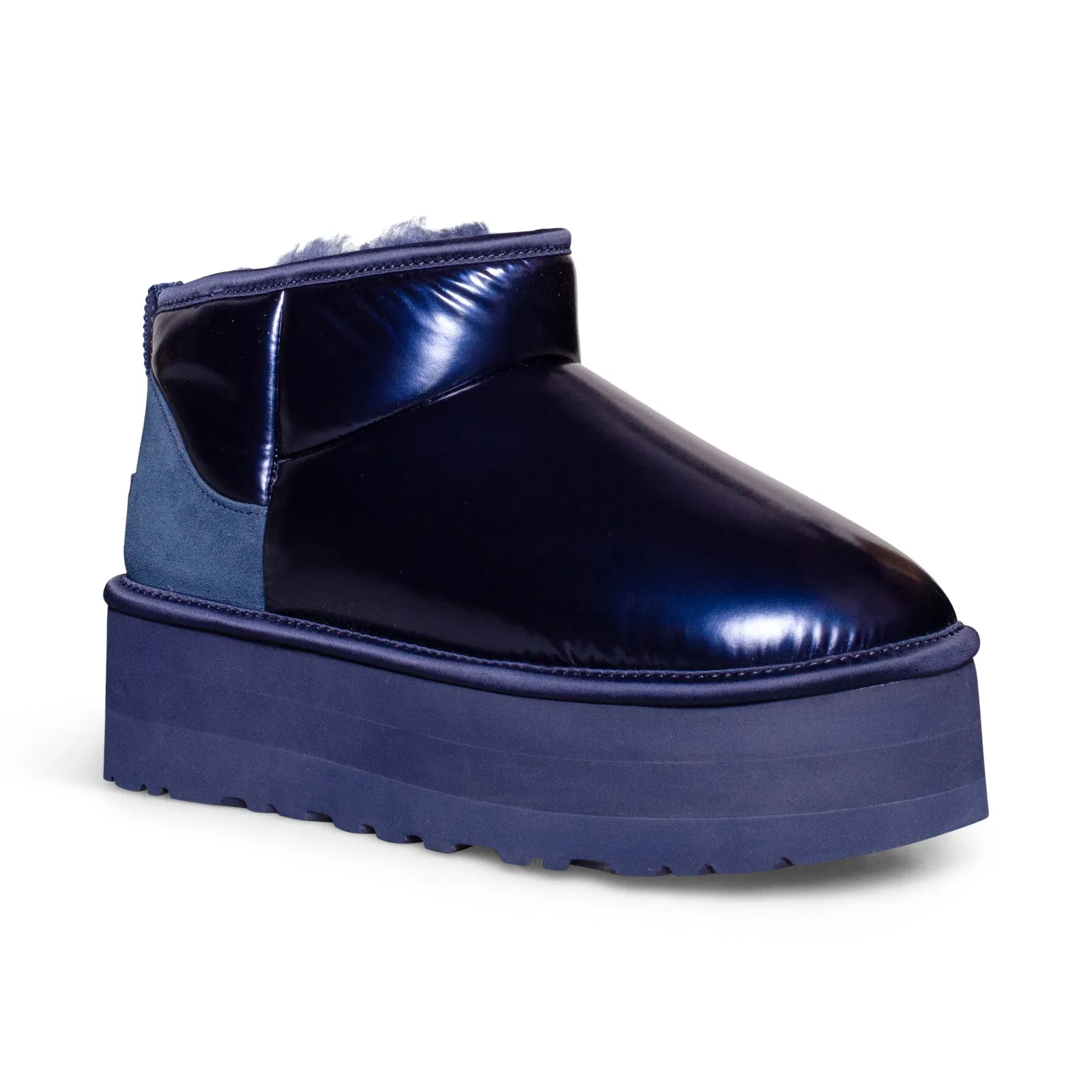 Women's Navy Iridescent Platform Boots - UGG Ultra Mini