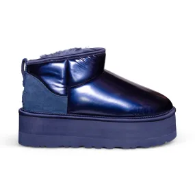 Women's Navy Iridescent Platform Boots - UGG Ultra Mini