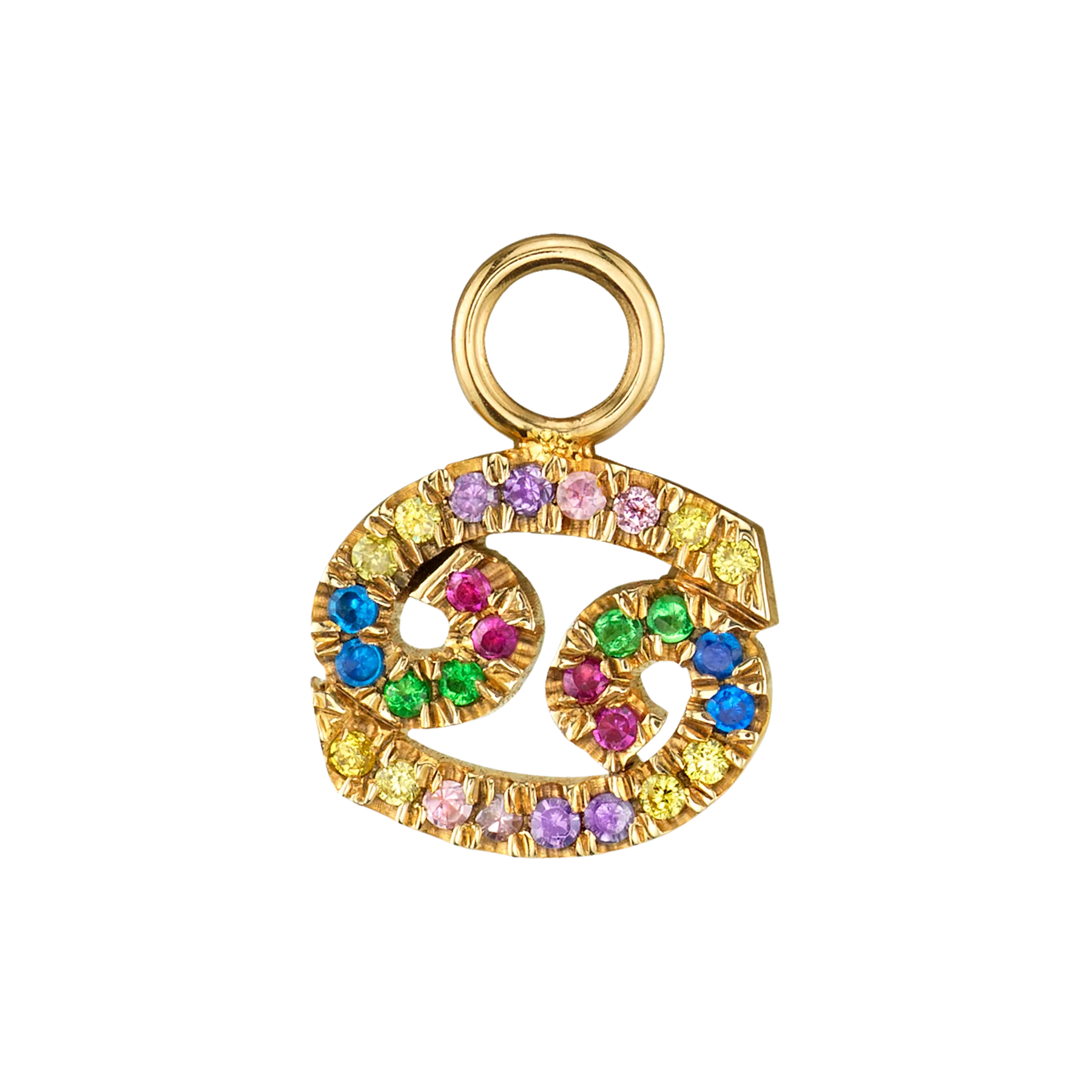 Zodiac Hoop Earring Charm - Rainbow / 14k Yellow Gold