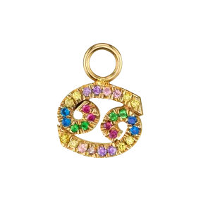 Zodiac Hoop Earring Charm - Rainbow / 14k Yellow Gold