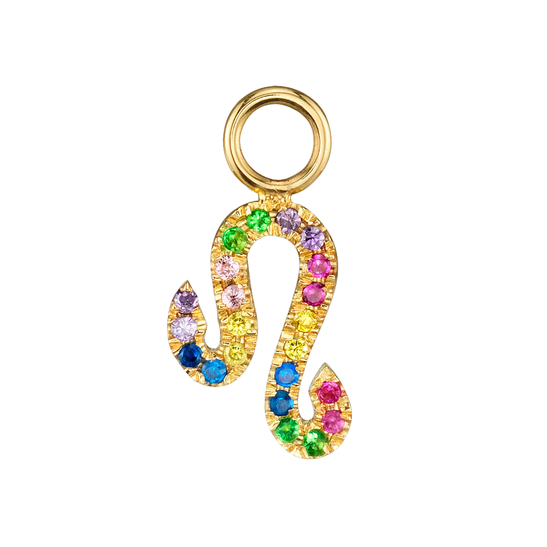 Zodiac Hoop Earring Charm - Rainbow / 14k Yellow Gold