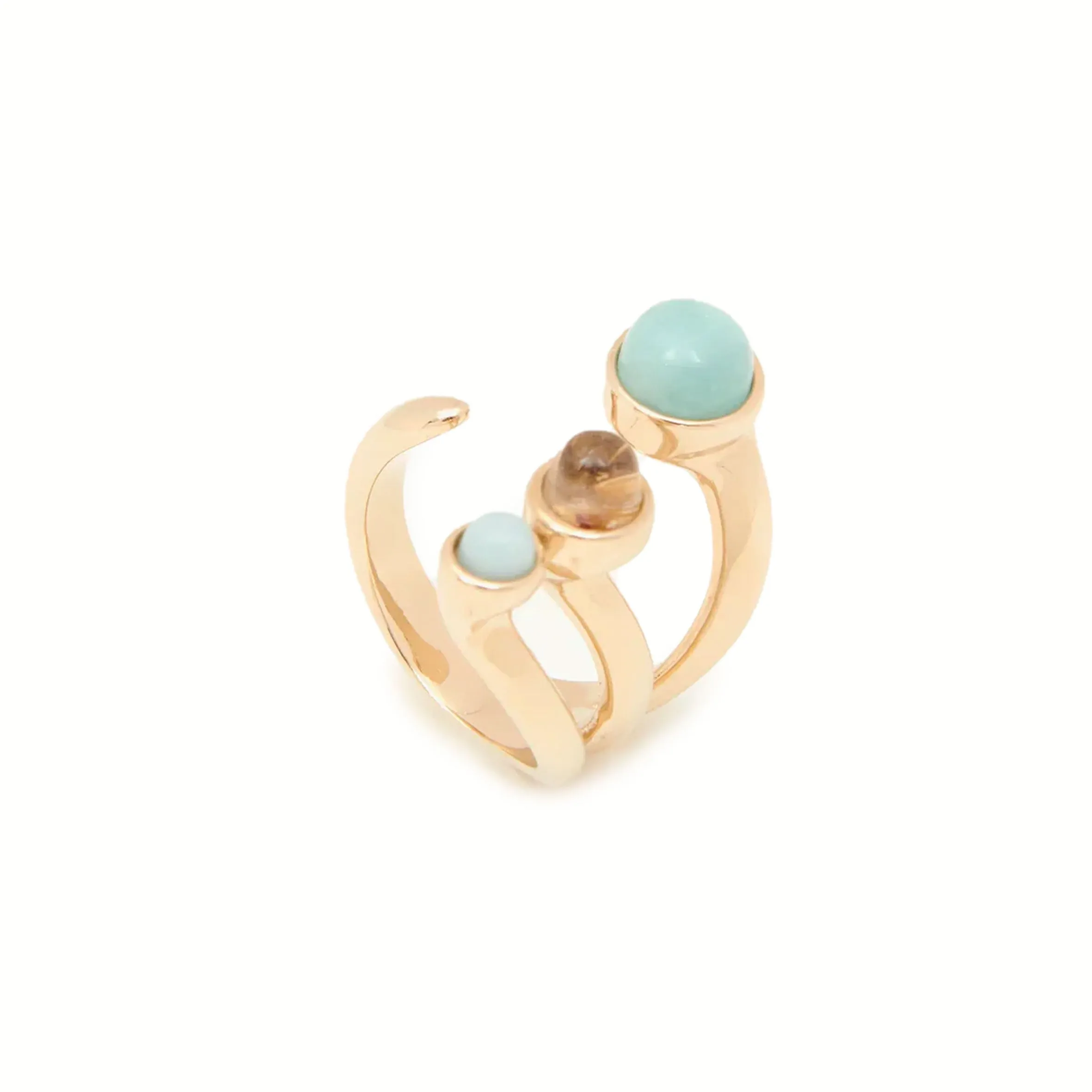 Zodiac Ring Aries 3, Amazonite & Rutilated Quartz