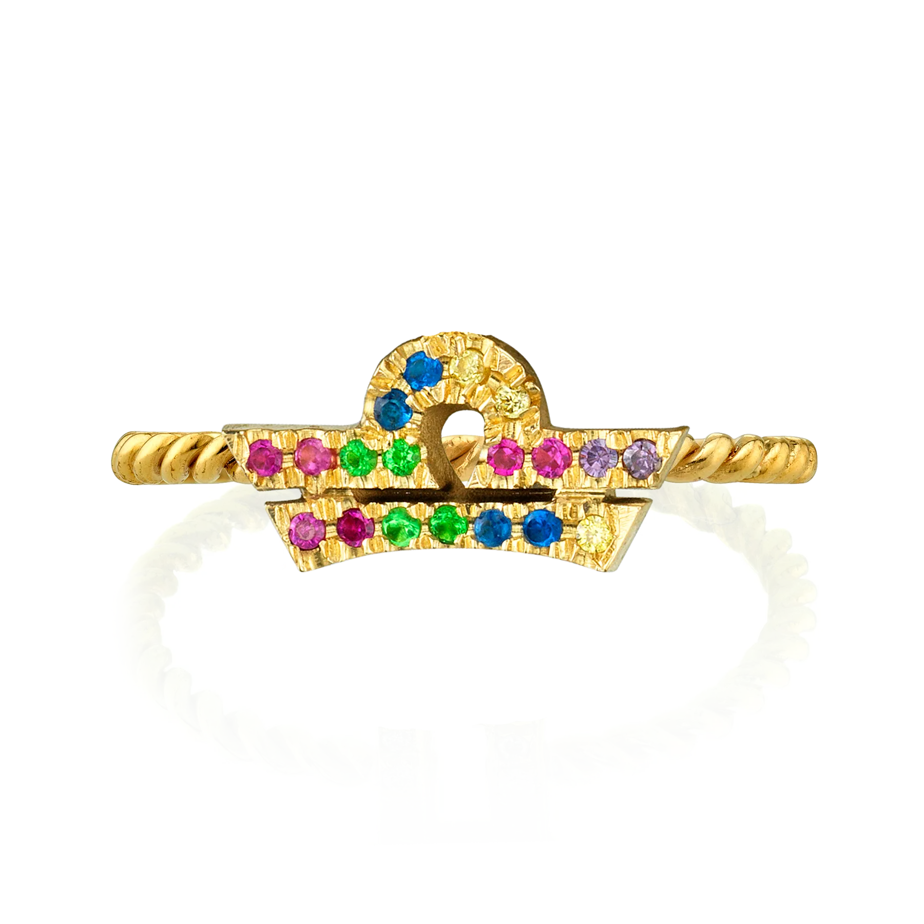 Zodiac Station Ring - Rainbow / 14k Yellow Gold