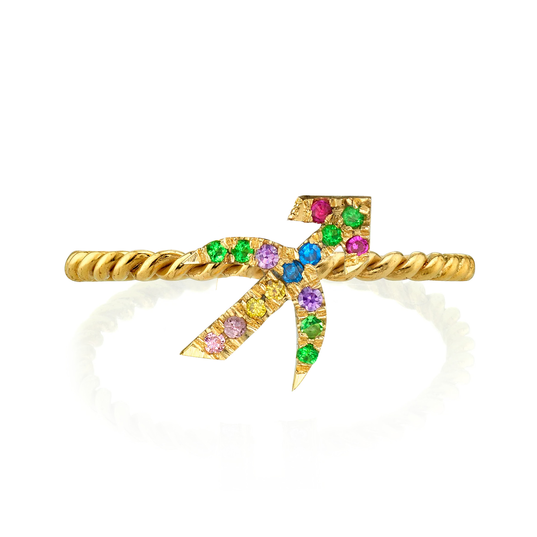 Zodiac Station Ring - Rainbow / 14k Yellow Gold